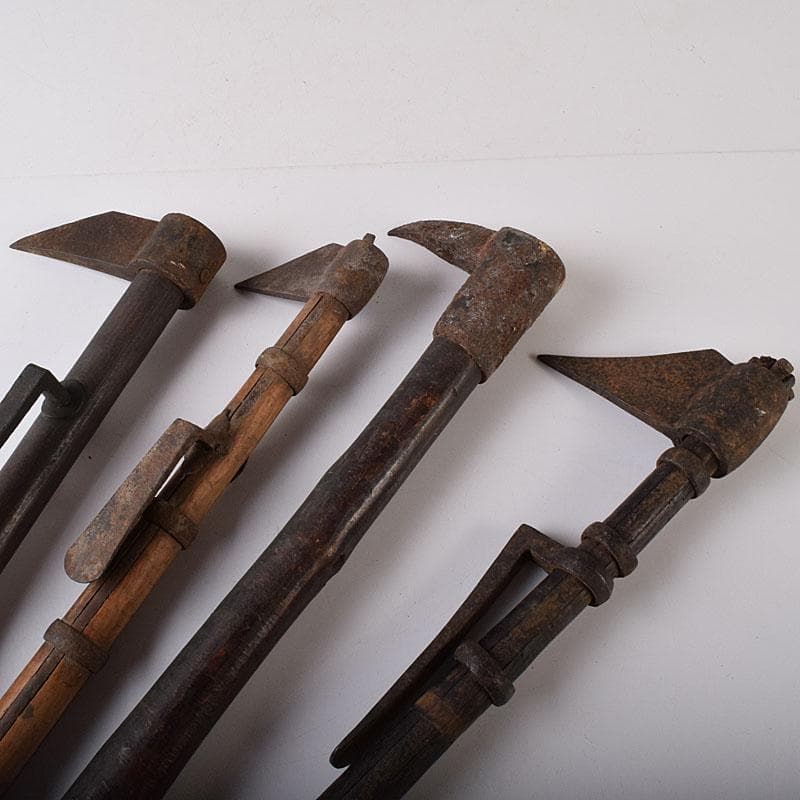 火消道具 古い鳶口 古鉄製 鳶口 火消鉤 4点まとめて V R8466H