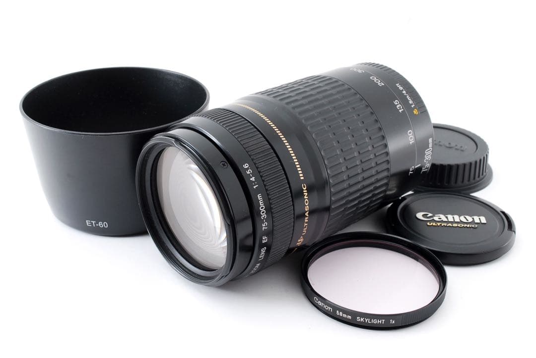 望遠レンズ☆フード付き☆一眼レフ カメラCanon EF75-300㎜ カメラ
