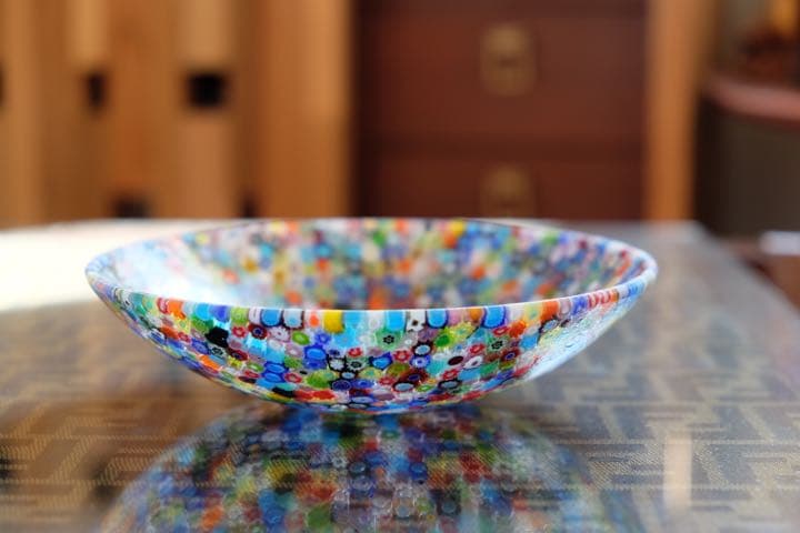 ベネチアンガラス ミルフィオリ プレート ムリーネ 作家 潮工房 江波冨士子