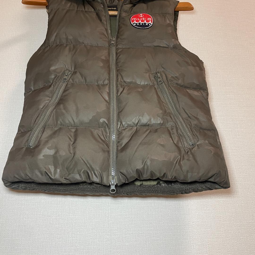 【美品】ムータマリン　ダウンベスト　迷彩　カモフラ　ロゴワッペン　M