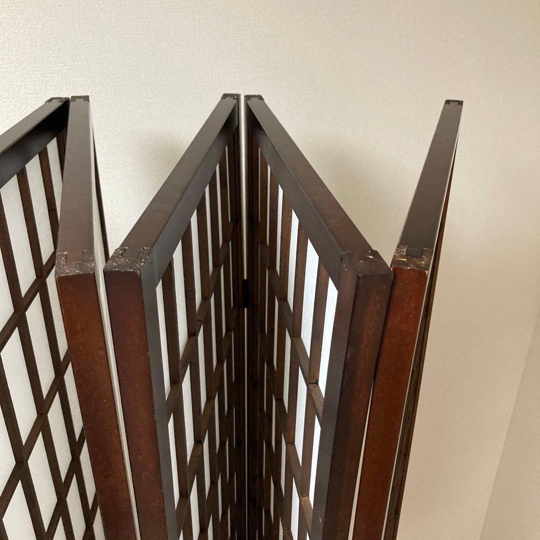 パーテーション 木製 6連 格子模様 昭和レトロ 和風