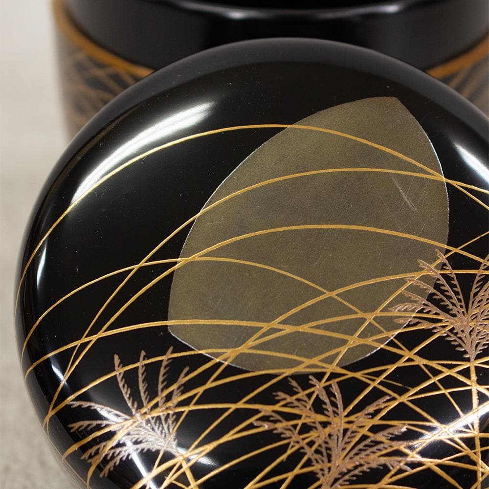 岡本漆専堂 棗 月にすすき 黒塗蒔絵銀彩 茶道具 共箱 - メルカリ