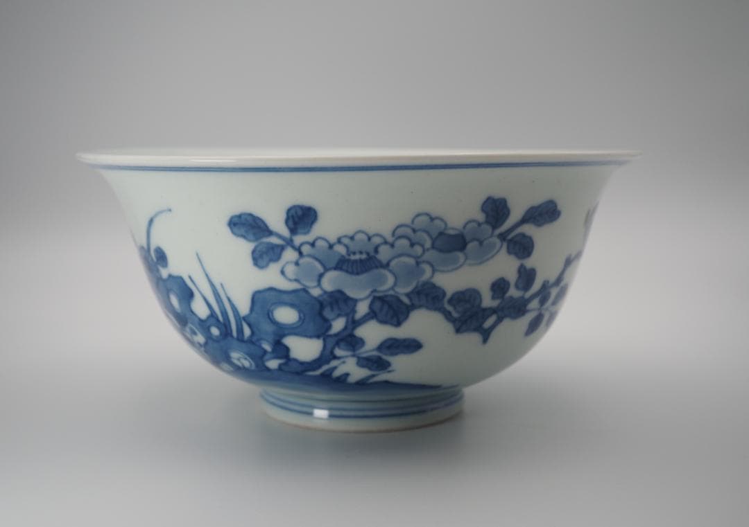 初代三浦竹泉  篩月庵 倣古藍磁花鳥紋 鉢 共箱