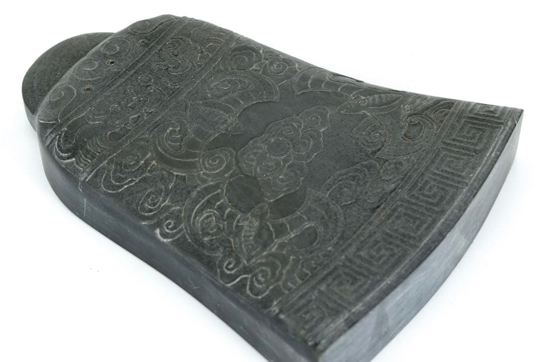 中国硯 鐘形 端渓硯 彫刻 文房四宝 古硯 石硯 木箱付 書