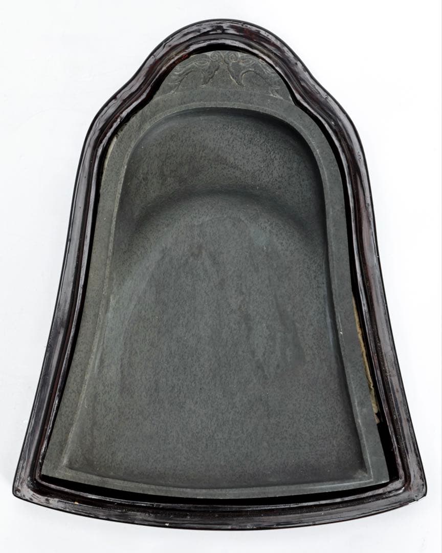 中国硯 鐘形 端渓硯 彫刻 文房四宝 古硯 石硯 木箱付 書