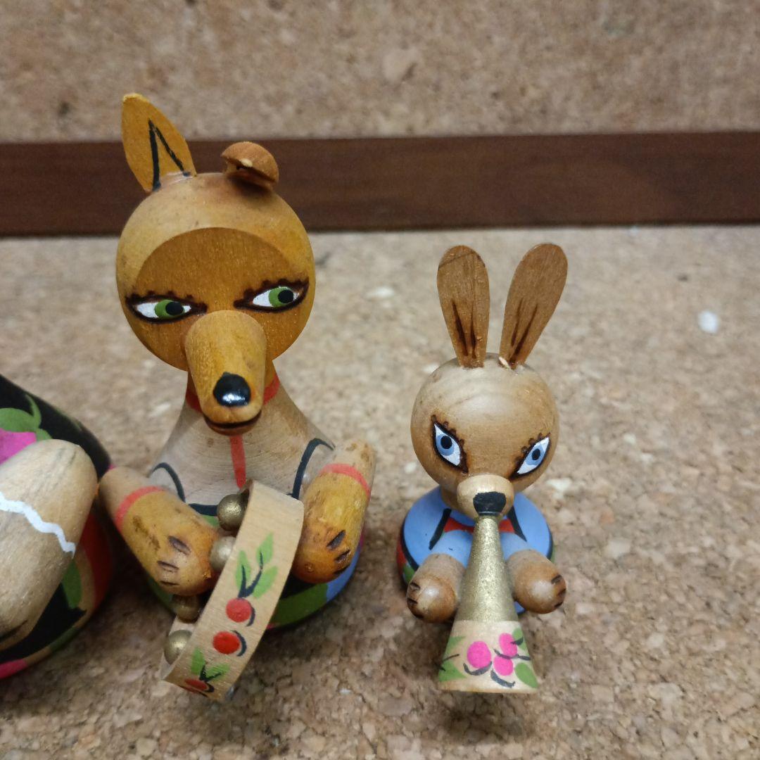 3970）ロシア製木製動物人形 置物 6体 ソビエト連邦時代