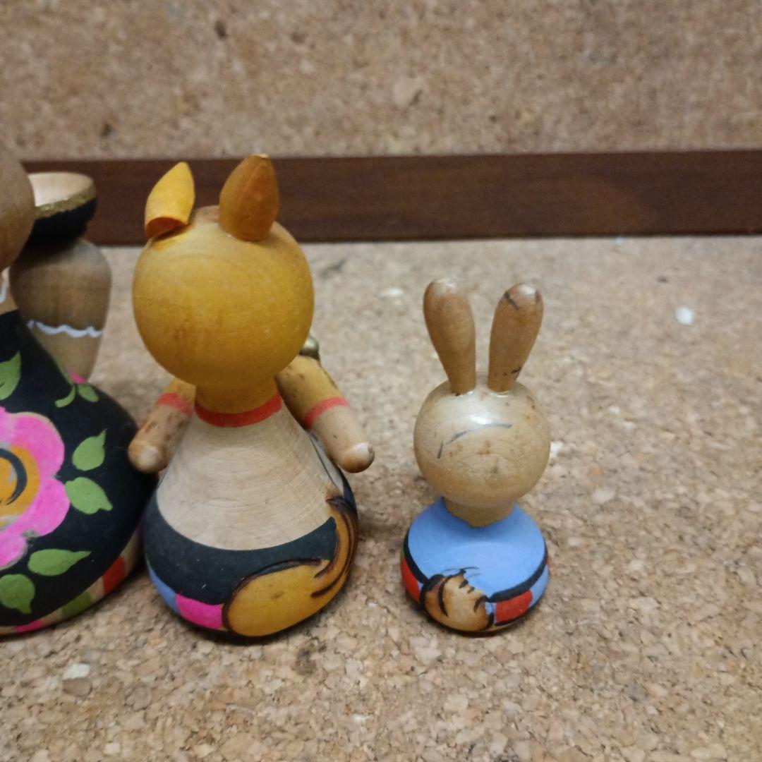 3970）ロシア製木製動物人形 置物 6体 ソビエト連邦時代