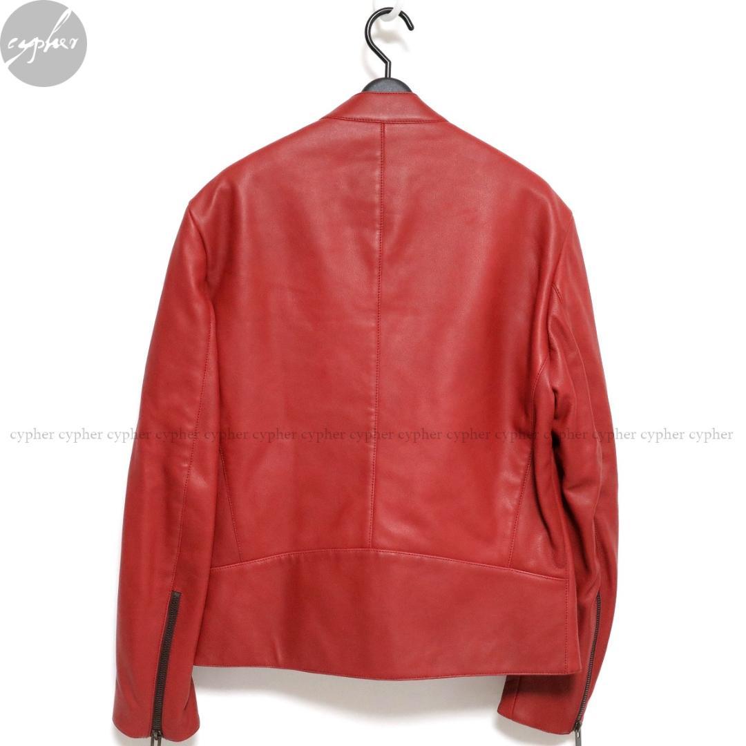 48 メゾンマルジェラ ハの字 レザー ライダース ジャケット レッド