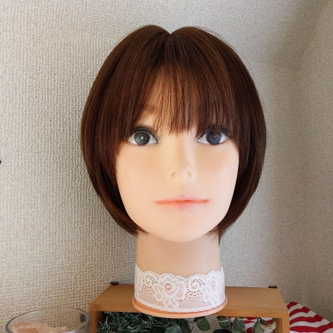 ★サラサラ高級人毛100%★ショート②　ブラウン　フルウイッグ　かわいいかつら
