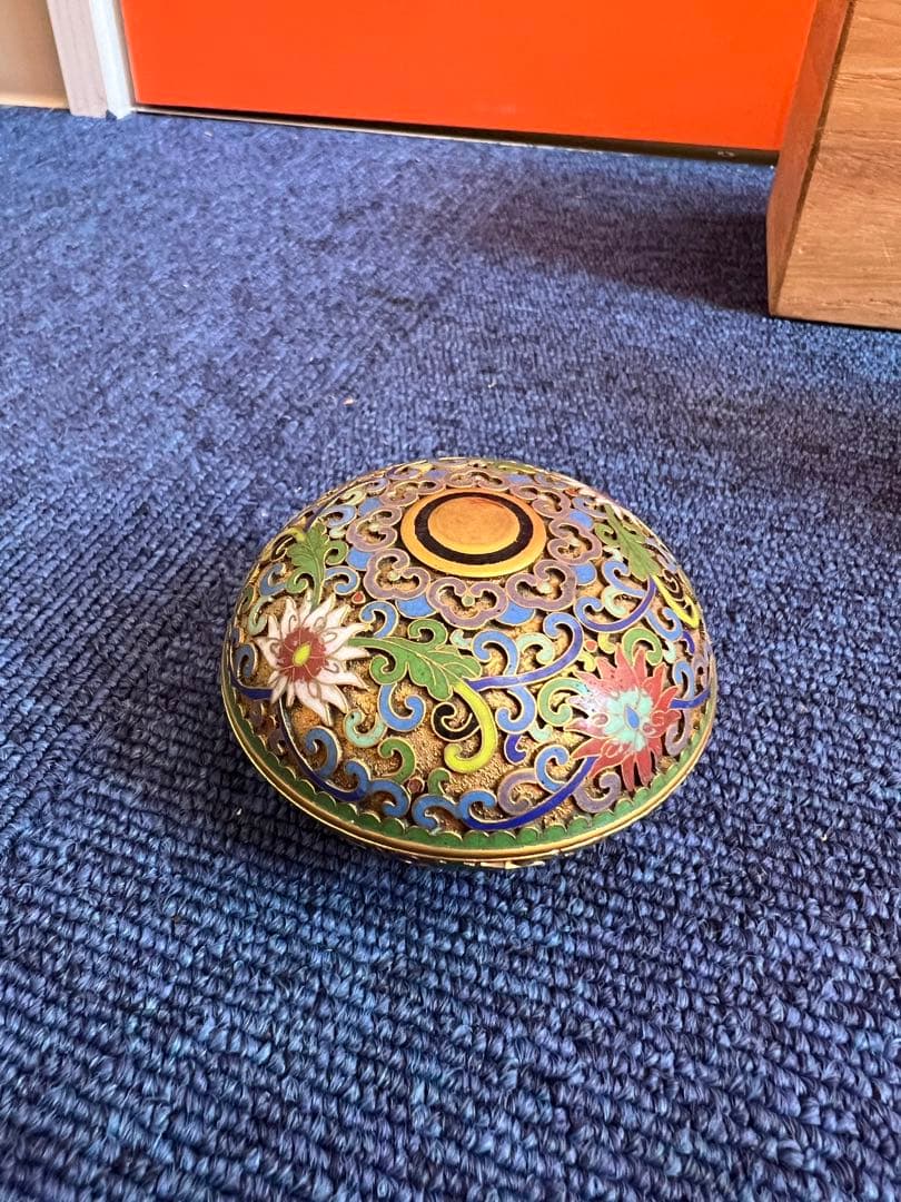 985 中国 景泰藍 七宝 琺瑯 香合1 花瓶1