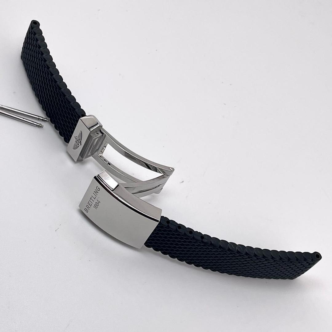 【美品】ブライトリング ミラネーゼラバーベルト Dバックル 22-20 黒 鏡面