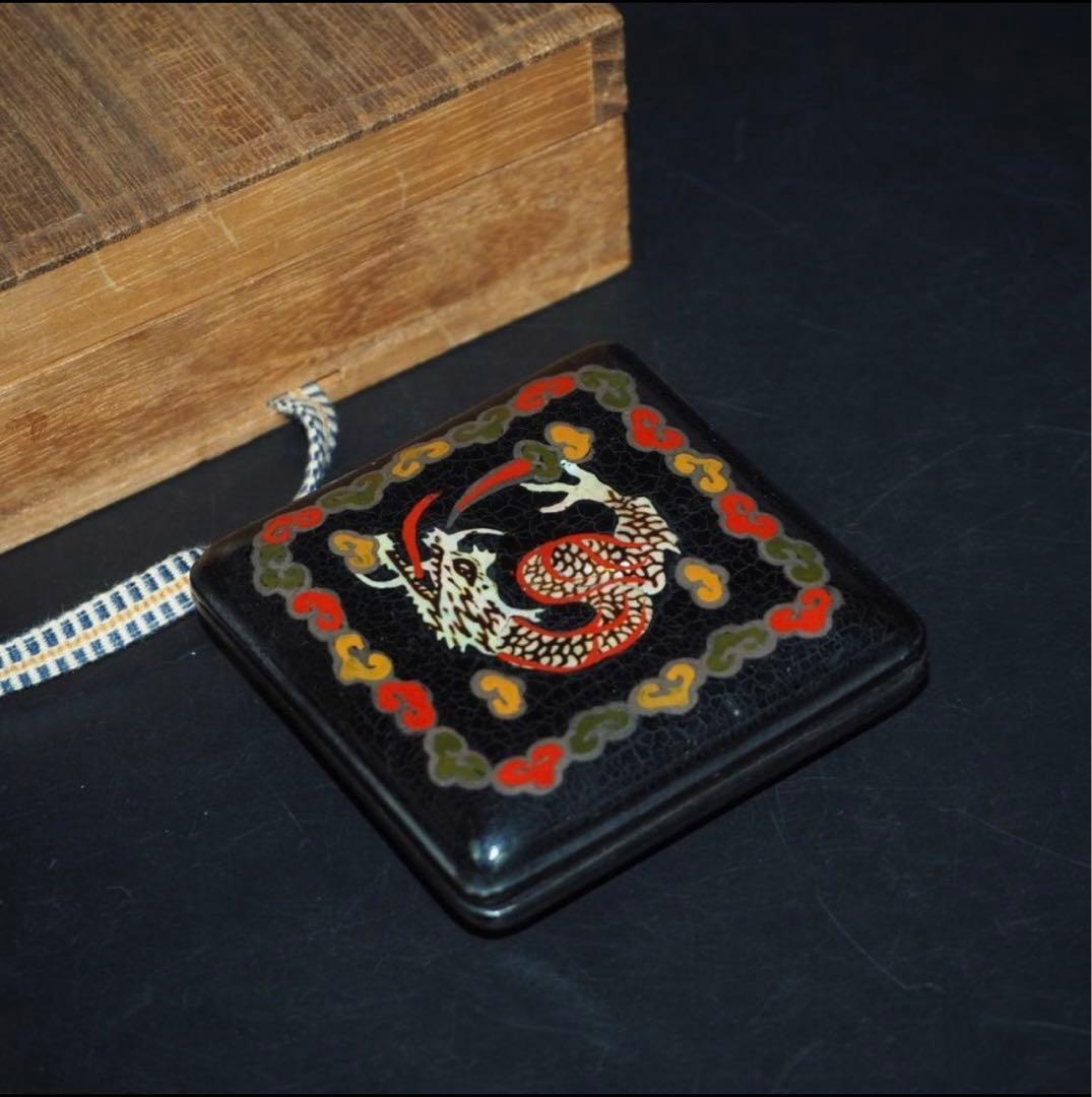 送料無料　時代物　螺鈿雲龍文香合　木箱付　茶道具華道具 送料無料 時代物 螺鈿雲龍文香合 木箱付 茶道具華道具 【公式通販】