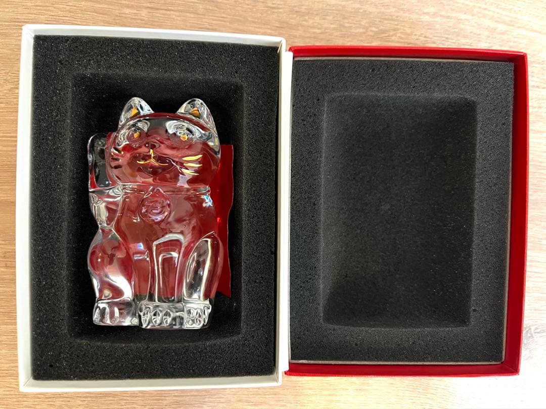 Baccarat バカラ 招き猫 クリスタルガラス 箱付き まねき猫