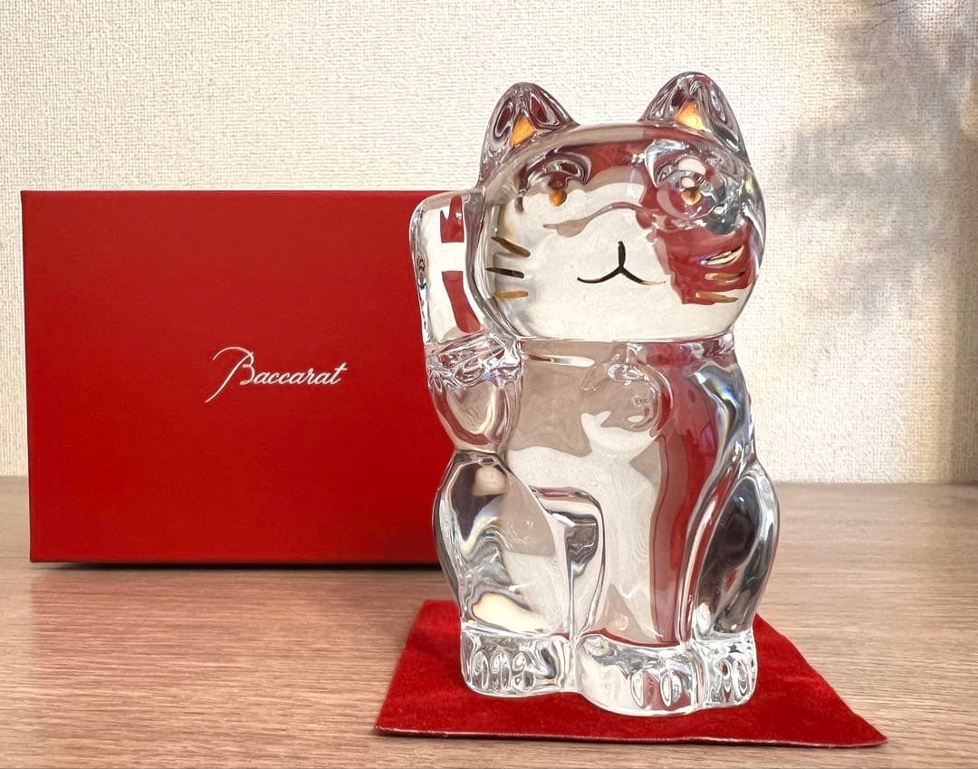 Baccarat バカラ 招き猫 クリスタルガラス 箱付き まねき猫