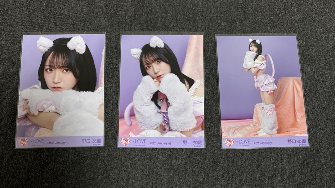 LOVE イコラブ 7周年 猫衣装 生写真 野口衣織 3種コンプ イコラブ