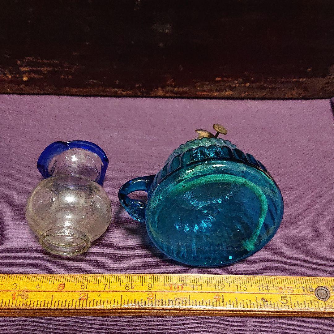 豆ランプ ねじれ青ガラス 明治時代頃 豆ランプ ねじれ青ガラス 明治時代頃