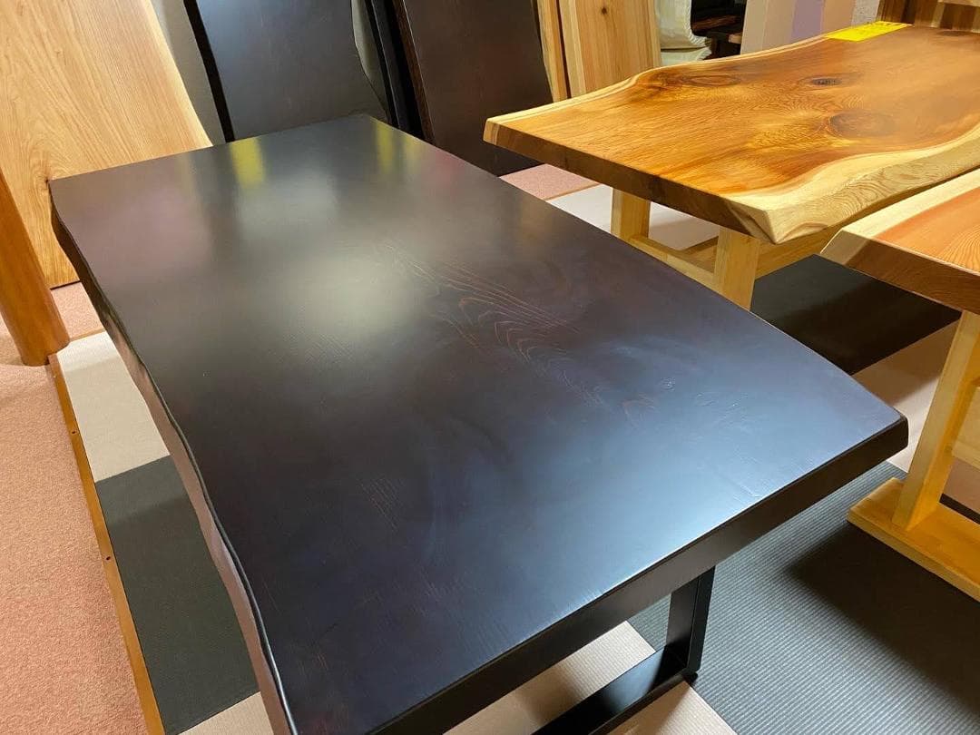 №38a 杉一枚板☆アイアン脚テーブル☆新入荷 幅広貴重品！