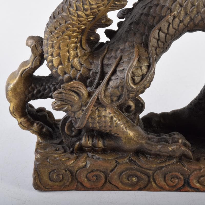 中国　古銅鍍金　龍　置物　重さ約2㎏　V　7063