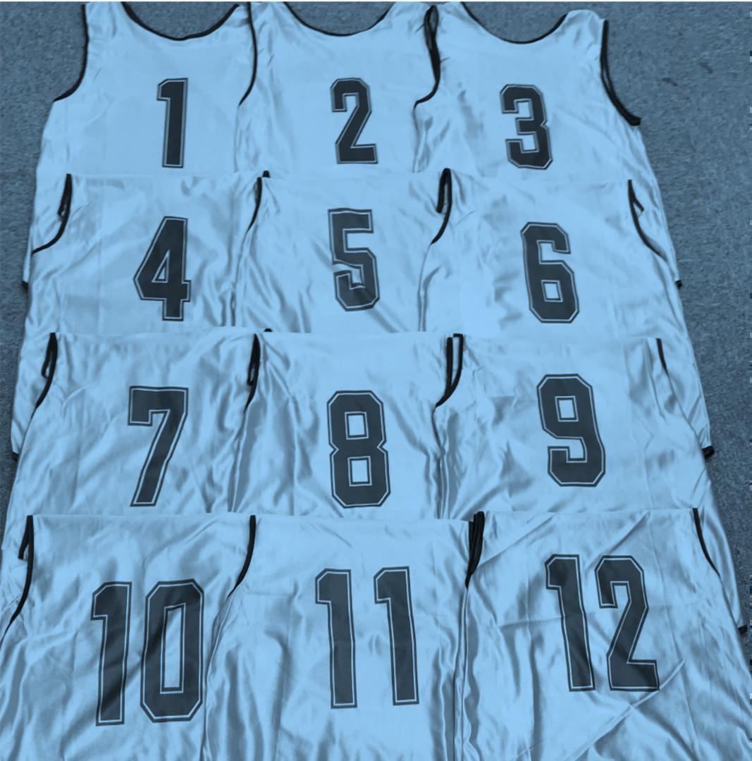 新品】ビブス20枚セット 大人サイズ 背番号1~20番 ライトブル