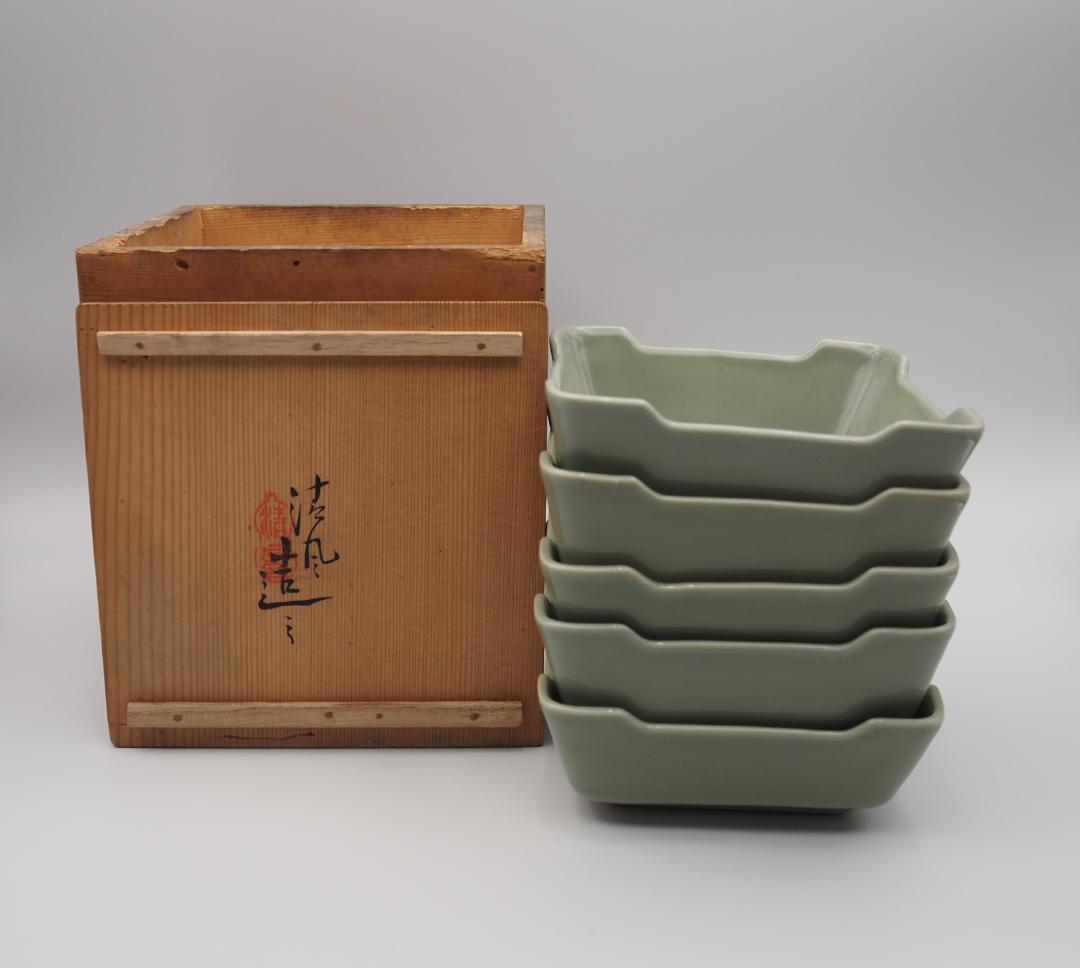 帝室技芸員 三代清風与平作 青磁 向付 5客 共箱 - メルカリ