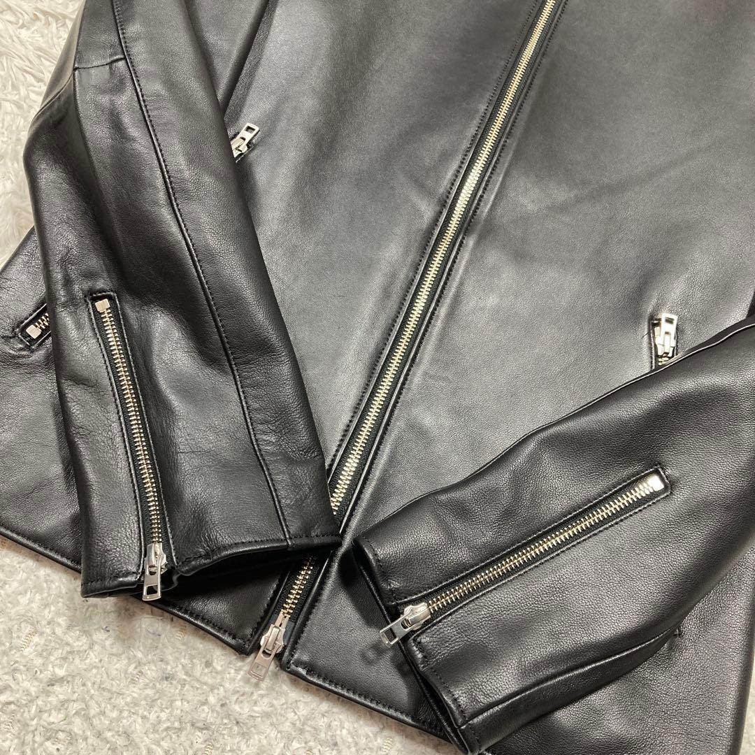 極美品 リドム ライダースジャケット シングル シープスキン 希少L