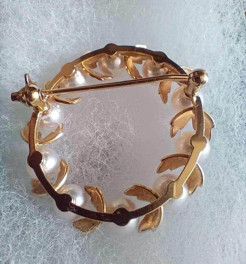 ミキモト K18 月桂樹 パール ブローチ 真珠 金 卒園式 入学式