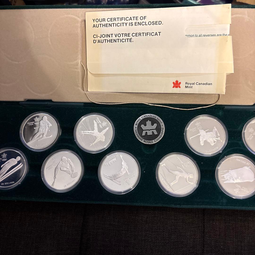激レア】カルガリー冬季五輪 20ドル銀貨 10枚セット 証書・大型ケース
