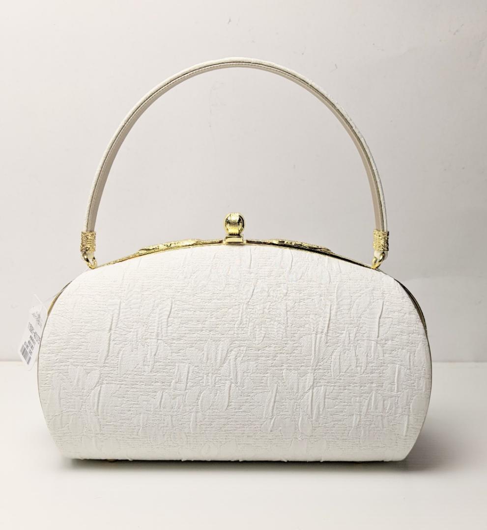 ふくれ織 草履 バッグ セット ホワイト ゴールド フリーサイズ U33-1