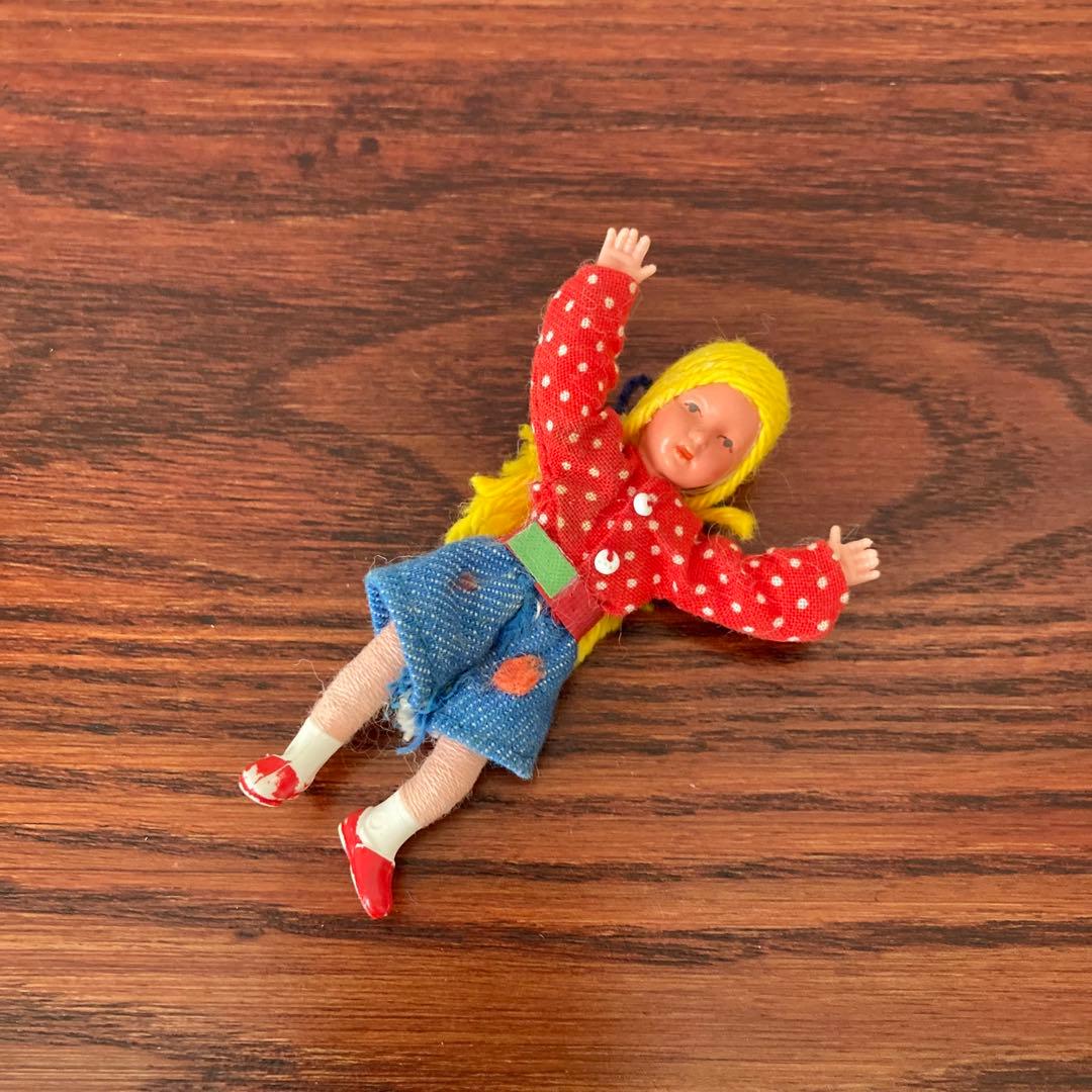 金髪の女の子 CACO 人形 ミニチュア ドールハウス ドイツ ヴィンテージ