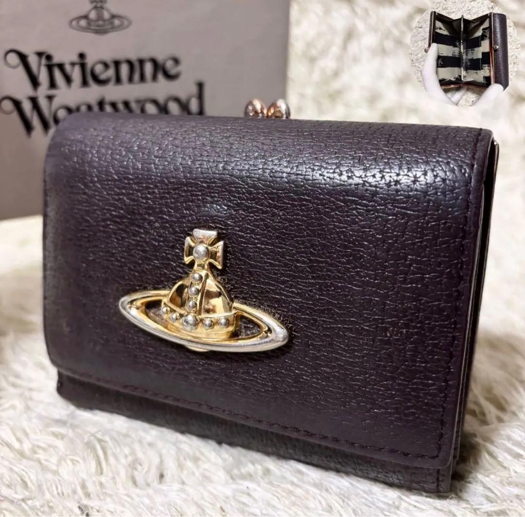 【美品】ヴィヴィアンウエストウッド 財布 3つ折財布　オーブ ブラウン レザー ヴィヴィアン ウエストウッド Vivienne Westwood 三つ折り財布