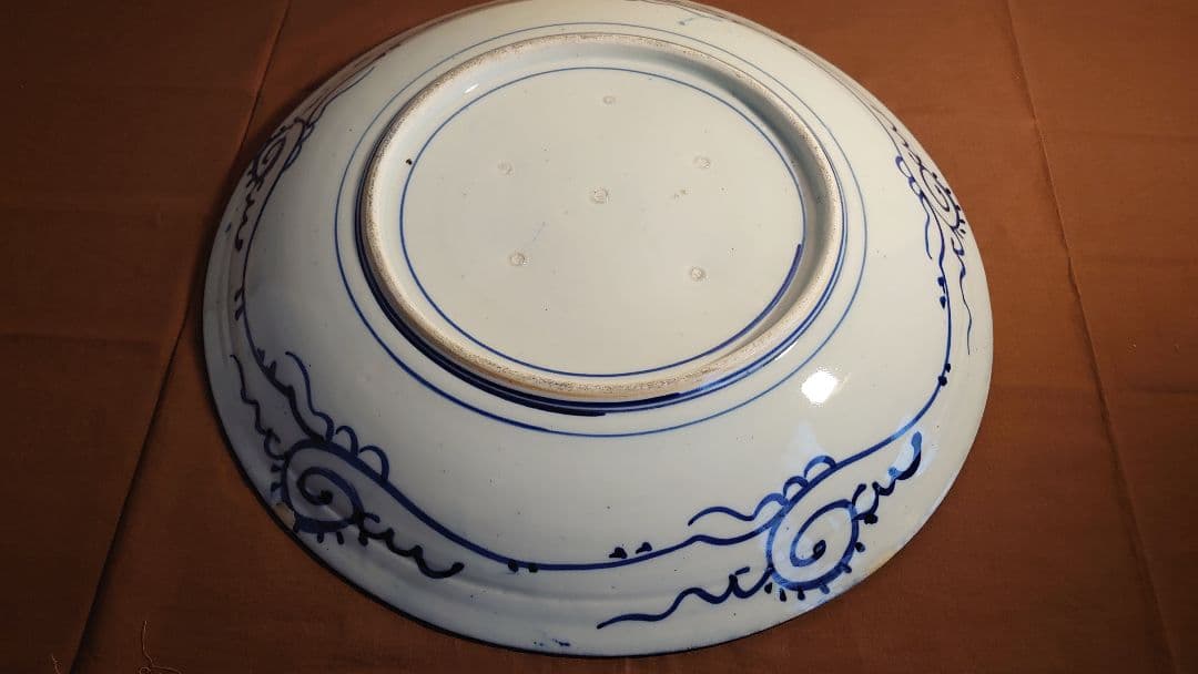 古伊万里 伊万里 大皿 微塵唐草 蛸唐草 尺4寸 鑑賞陶器 蔵出し 1客