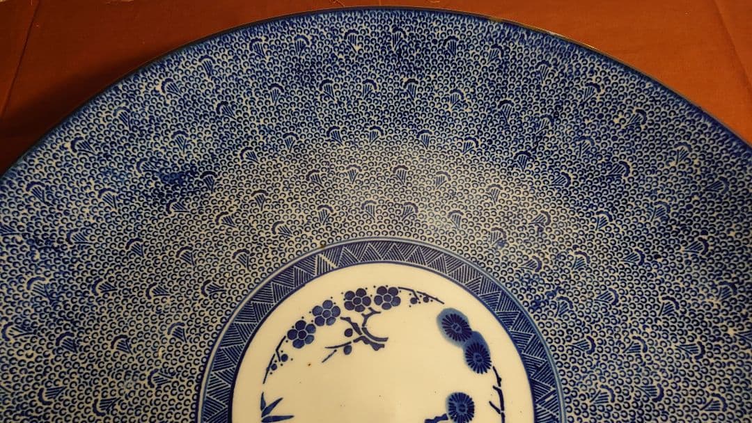 古伊万里 伊万里 大皿 微塵唐草 蛸唐草 尺4寸 鑑賞陶器 蔵出し 1客