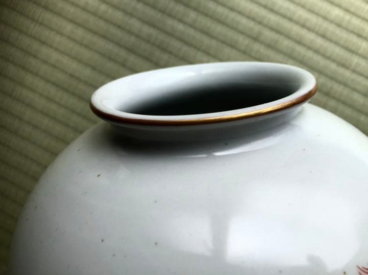 古九谷焼 原石 青赤獅子金彩牡丹丸紋 花瓶