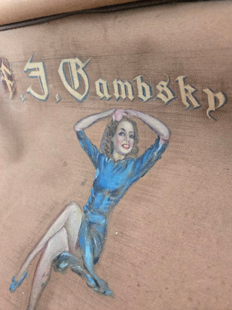 第二次大戦頃 実物 珍品 米陸軍バッグ ピンナップガールペイント