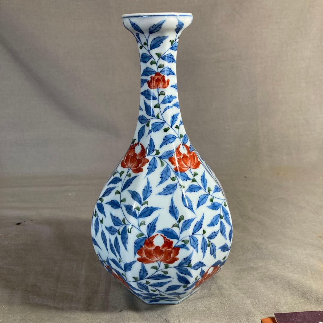 源右衛門】古伊万里の伝統日本の名窯舘林源右衛門作染錦菊牡丹鳳凰文大花瓶