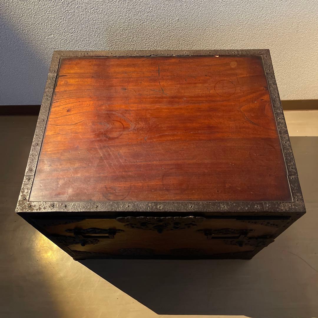 時代船箪笥 鍵付 小型箪笥 帳場箪笥 舟箪笥 古民具 箪笥 銭箱 千両箱