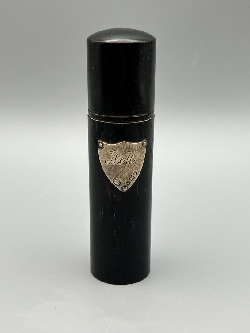 スターリングシルバー マウント付き 黒檀製 ハットピンホルダーボックス 1909