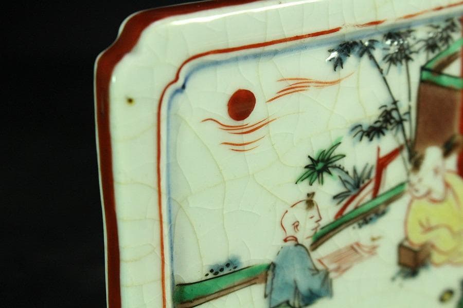 中国美術 色絵 唐子紋 硯屏 文房四宝(K-A944) 硯 - PIGMENT TOKYO 画材