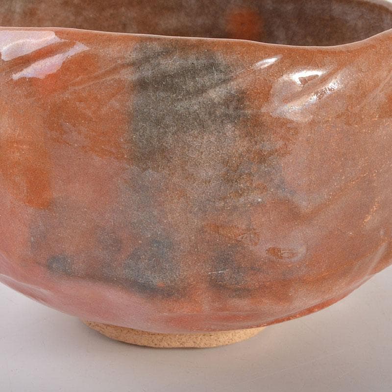 茶道具 小川長楽作 赤楽茶碗 紫野 後藤瑞巌極め箱 V 6858