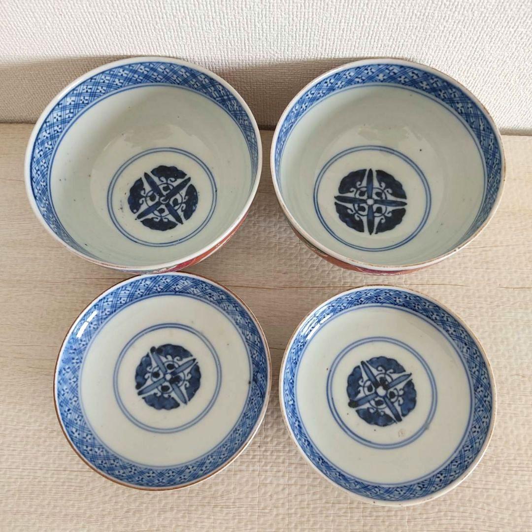 お値下げしました、2個組 古伊万里 色絵 鳳凰 飯茶碗