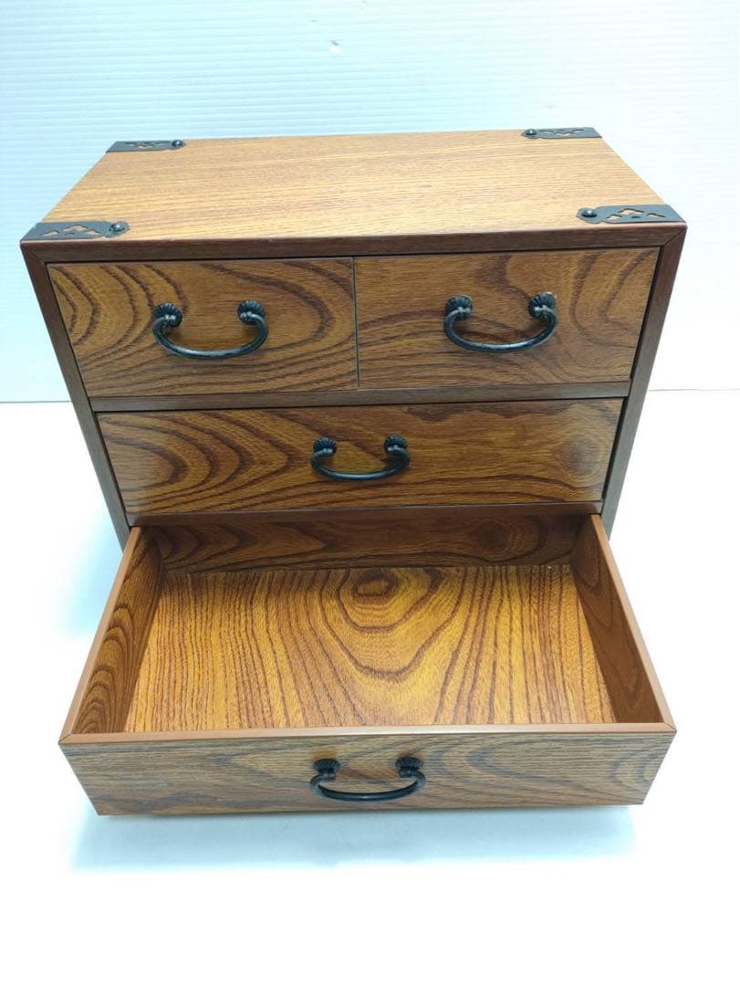 和風 ミニ箪笥 小引出し 4段 小物入れ 卓上収納 木製 昭和レトロ 木製