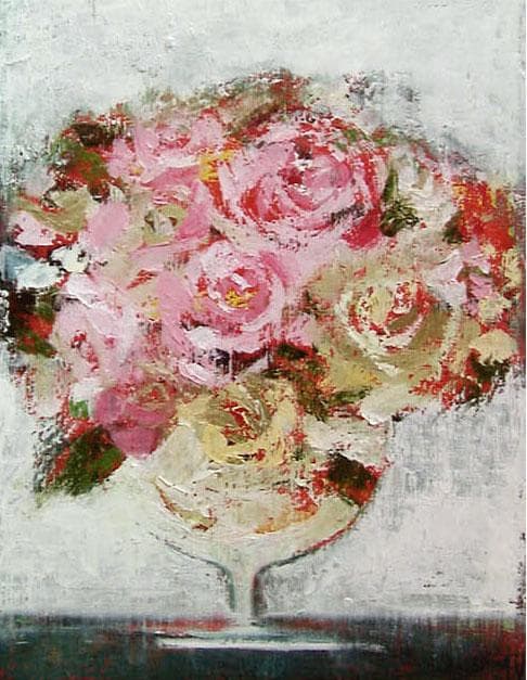 油絵 菅家令子 絵 絵画 インテリア 額付(黒) uF6-113102 花 ばら