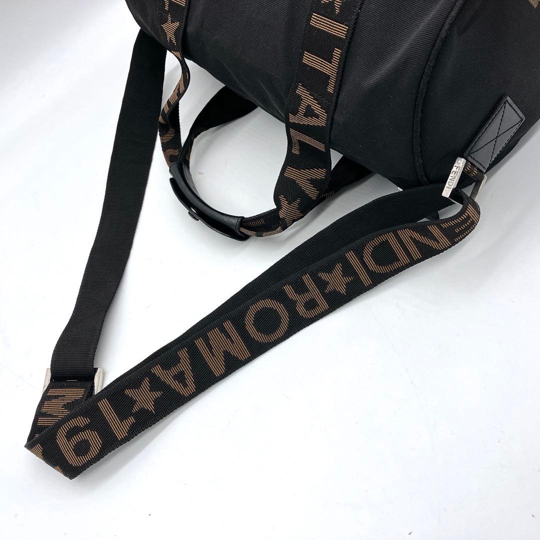 【FENDI】2wayミニボストンバッグ　ロゴライン　ナイロン　ブラック