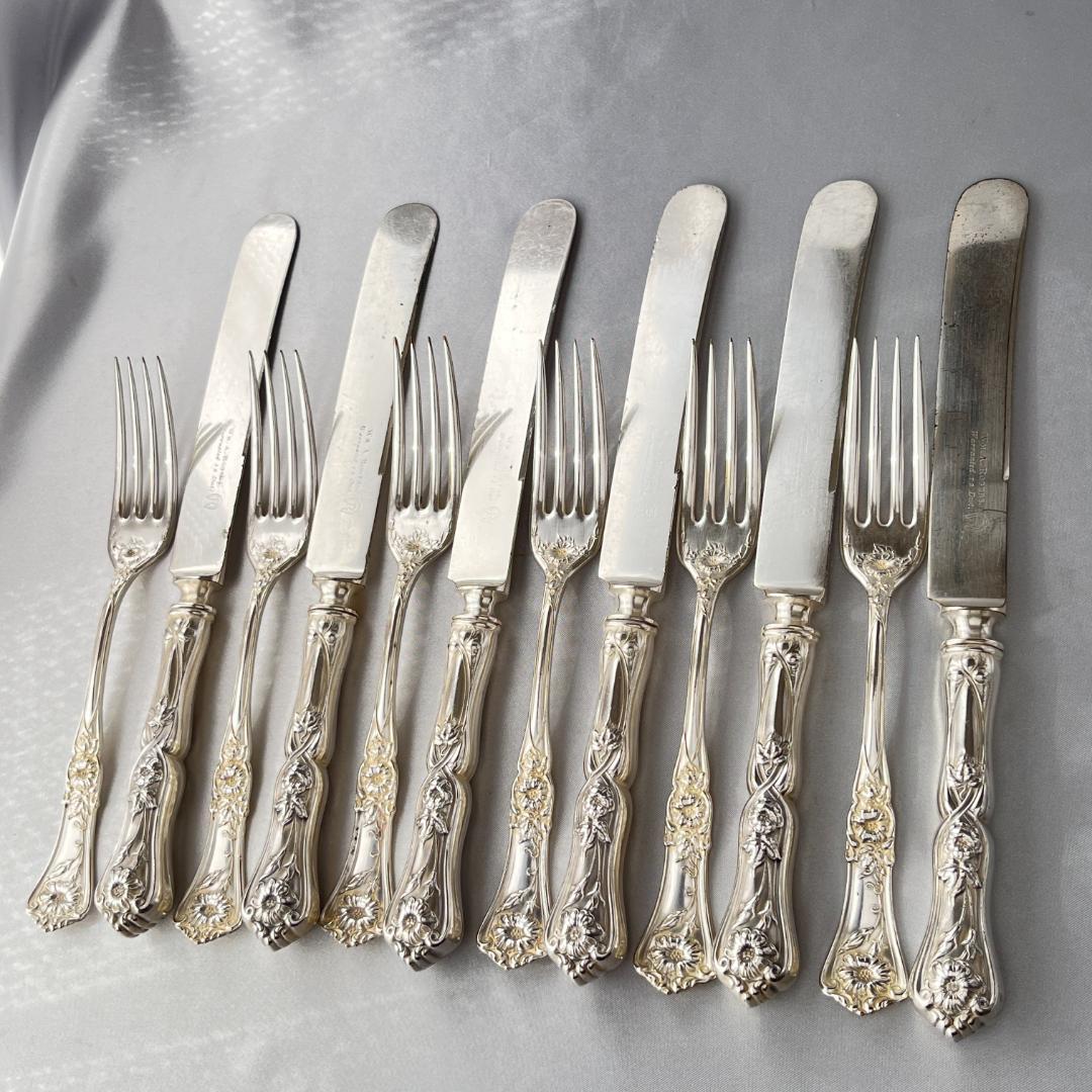 WM A Rogers】アールヌーボー ディナーナイフ / フォーク 12本