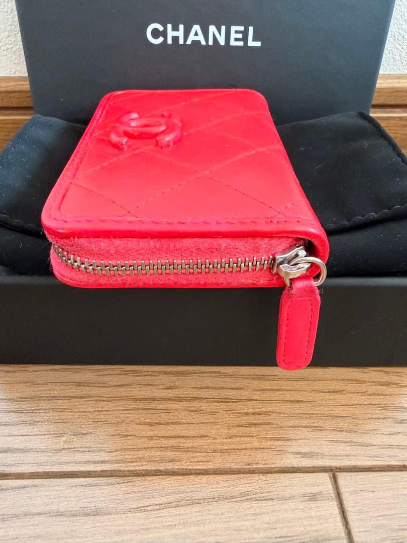 CHANEL 赤 ケース ラムスキン ココマーク