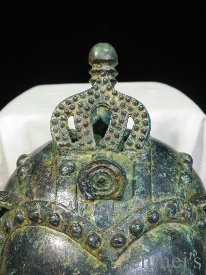 中国古美術 春秋 青銅器 頭兜 冠冑 面具 軍事具 春秋戦国 彫刻 古