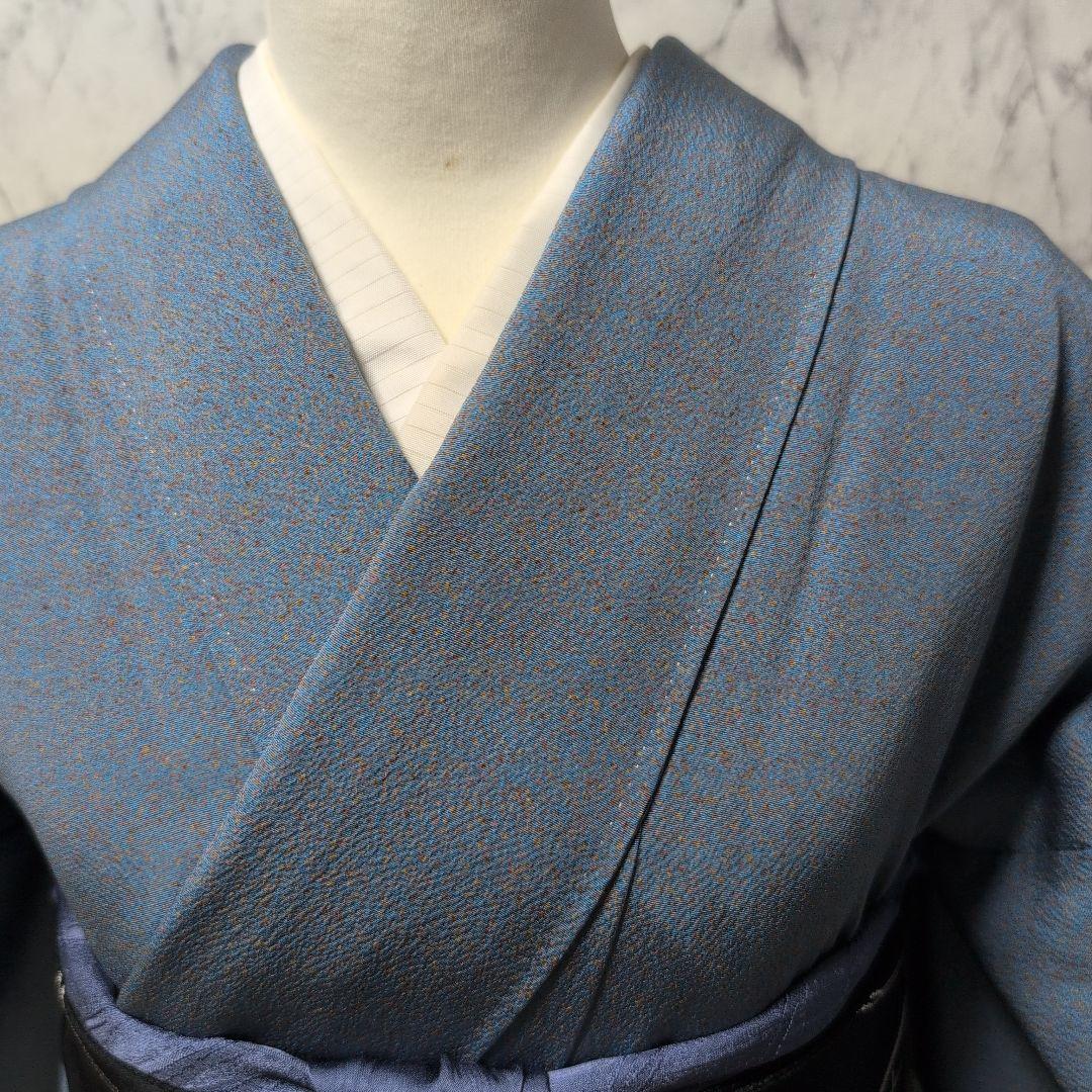 プロフ必読Happy様正絹青色 訪問着 片側模様 斜め柄