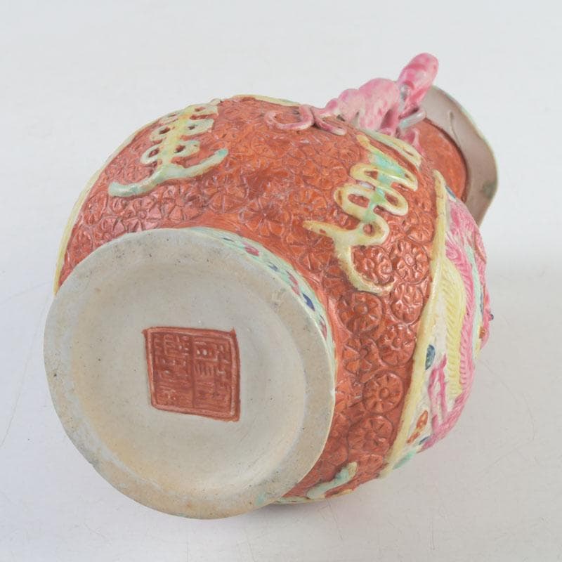 中国 大清乾隆年製款 粉彩 雲龍鳳凰文瓶 V 9566