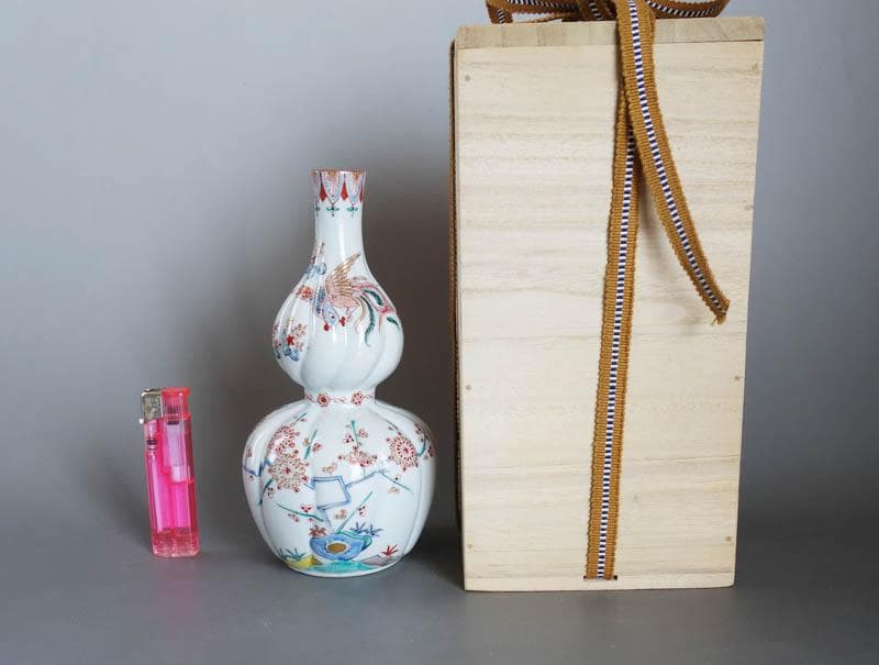 色絵花鳥文　瓔珞文　鳳凰文　神具　榊　花器　花瓶　酒器　徳利 1本　 2426 色絵花鳥文 瓔珞文 鳳凰文 神具 榊 花器 花瓶 酒器 徳利 1