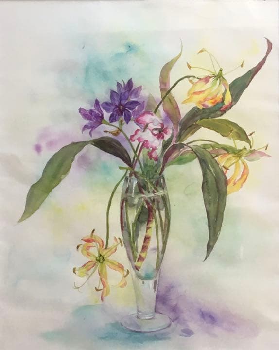 絵画　原画　グロリオサ　水彩画